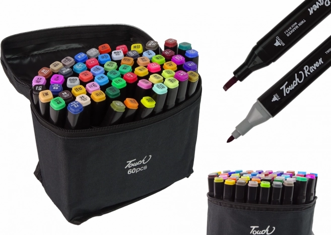 Set de marqueurs à alcool Touch Raven, 60 pièces, à double pointe