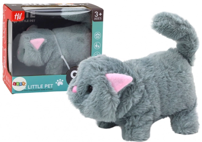 Chat en peluche interactif gris