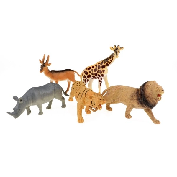 Animaux de safari en plastique 11-15cm 5pcs dans un sac