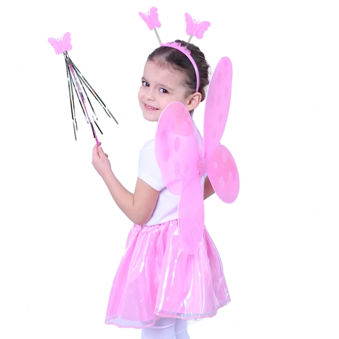 Costume de papillon avec ailes roses et accessoires