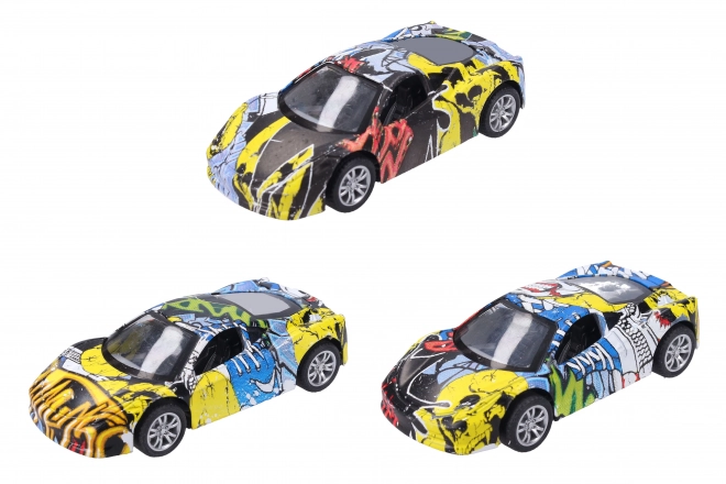 Voiture avec graffiti en métal 9 cm