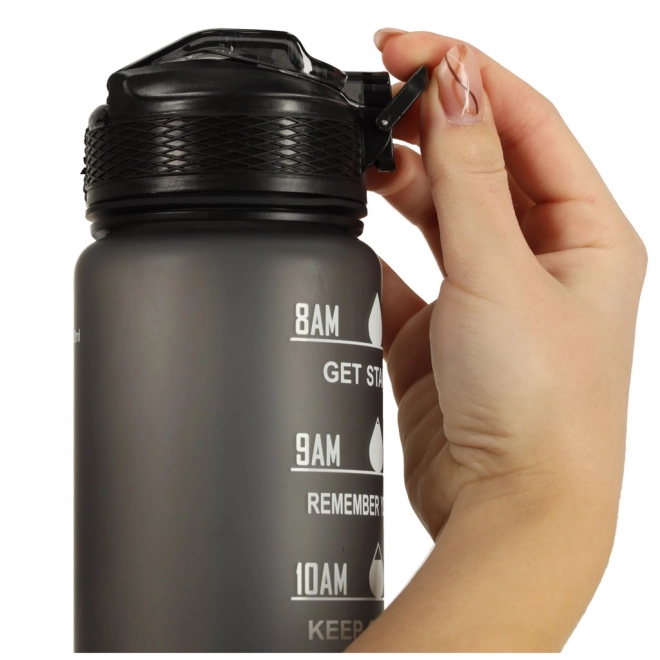 Bouteille d'eau avec paille et motivation 1l noir