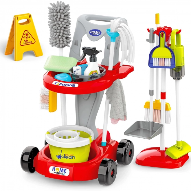 Woopie ensemble de nettoyage XXL chariot 3 en 1 avec 29 pièces rouge