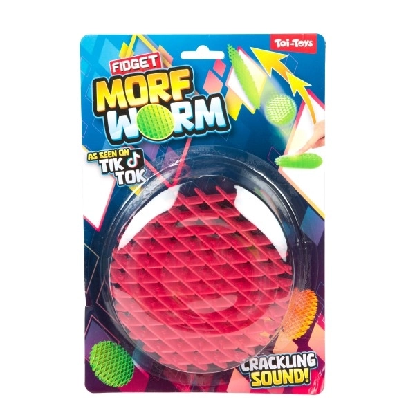 Ver de gadget changeant de forme anti-stress plastique 13cm 6 couleurs sur carte