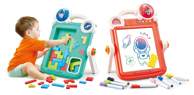 Tableau à dessiner réversible et jeu Tetris 2en1