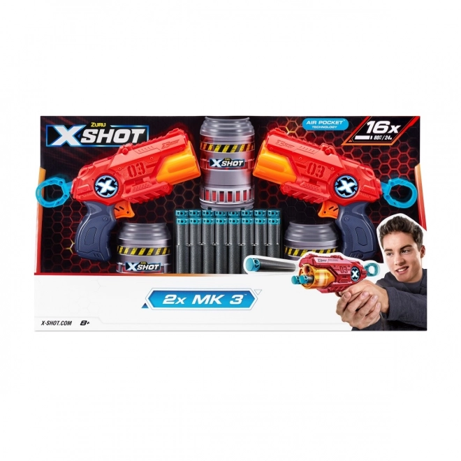 ZURU X-SHOT EXCEL MK 3 double pack avec canon rotatif et 16 fléchettes