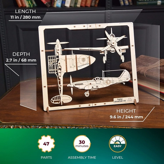 Ugears puzzle mécanique en bois Avion de chasse
