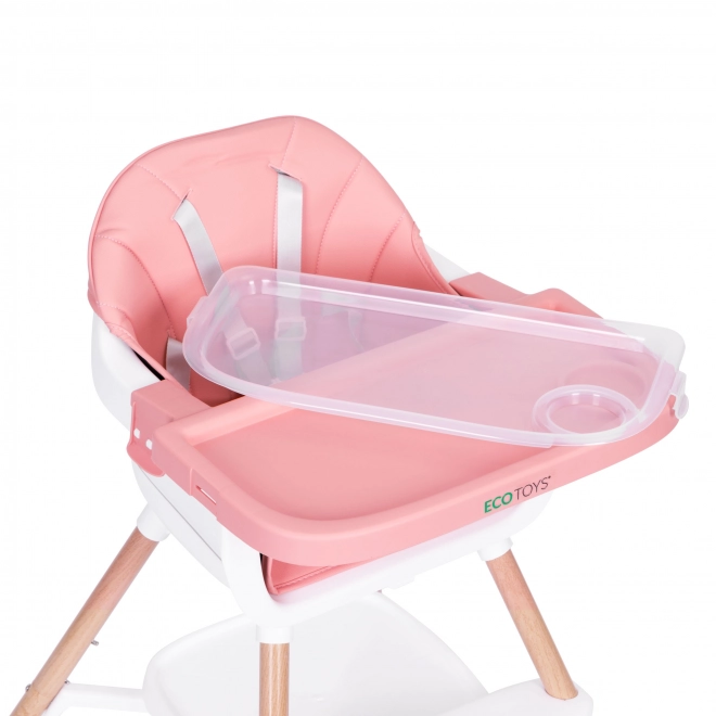 Chaise haute bébé 2en1 rose ECOTOYS