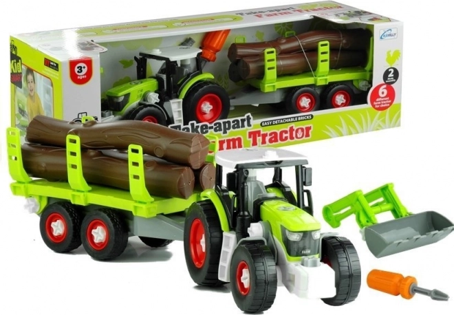 Tracteur dépliable avec remorque à bois