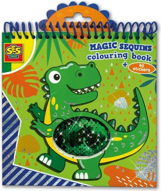 Coloriages magiques à paillettes dinosaures – bleu et vert