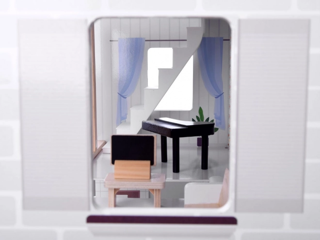Maison de poupée en bois avec lumières LED style boho 78cm