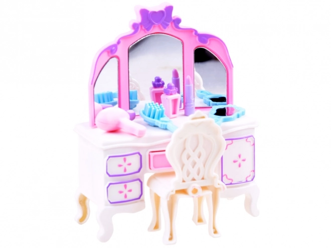 Grand ensemble de meubles pour maison de poupée - Salle de bain et chambre