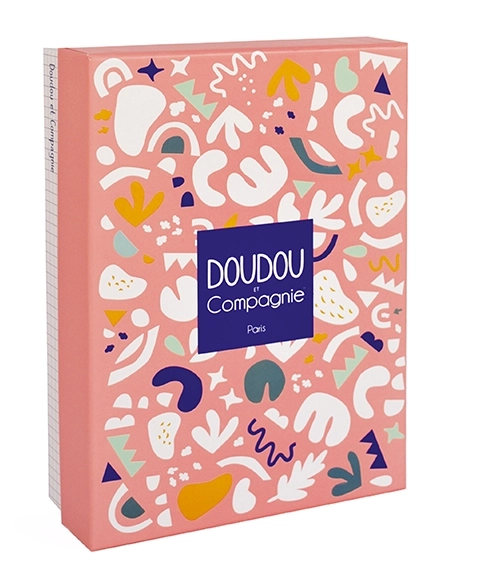 Set cadeau doudou - jouet avec attache-tétine dinosaure rose