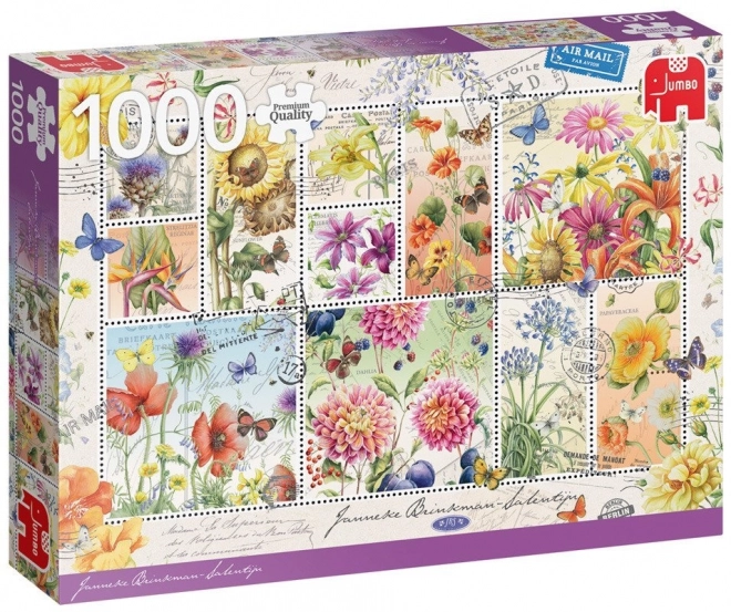 Puzzle Jumbo estivales timbres floraux 1000 pièces