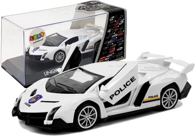 Voiture de sport de police à friction avec sons, blanche