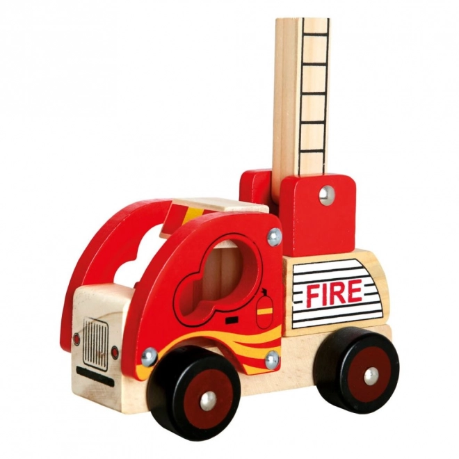 Voiture de pompiers en bois Bino