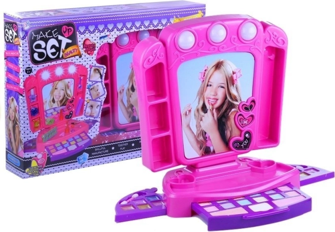 Coiffeuse pour enfants rose avec maquillage et petites lumières