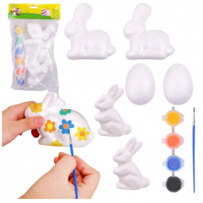 Ensemble pour peindre des décorations de Pâques en polystyrène