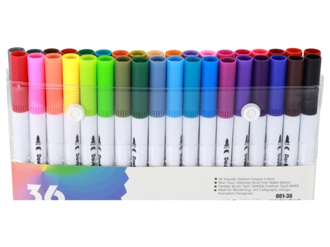 Ensemble de crayons à double pointe 36 pièces dans un organiseur en différentes couleurs