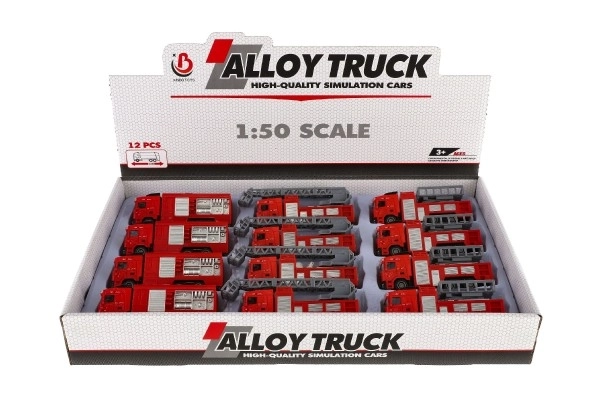 Camion de pompiers en plastique 13-16cm à rétrofriction 3 types 12pcs en boîte