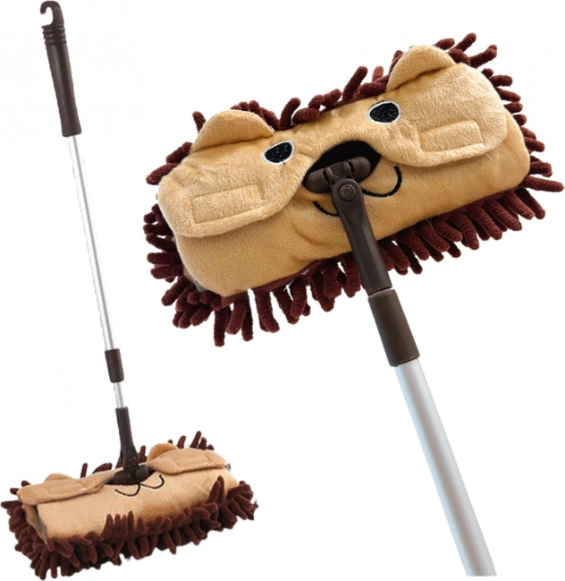 Serpillière pour enfants avec manche télescopique Animal Marron