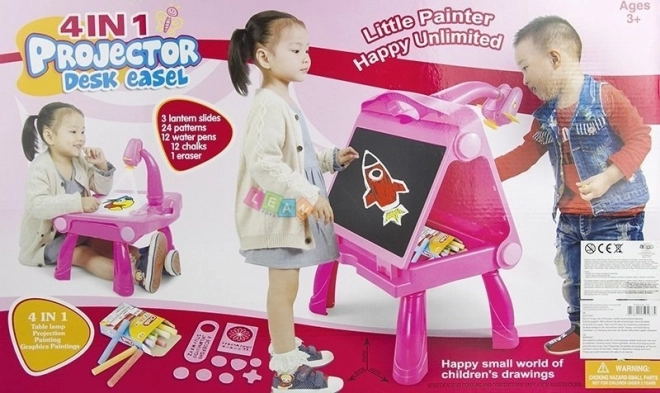 Tableau rose avec projecteur pour dessiner et peindre