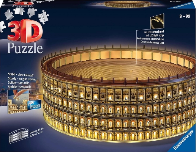 Puzzle lumineux 3D Colisée de nuit, Rome