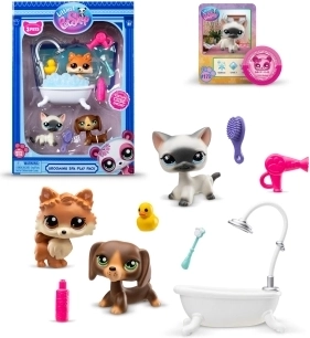 Ensemble de bain Littlest Pet Shop avec 3 animaux