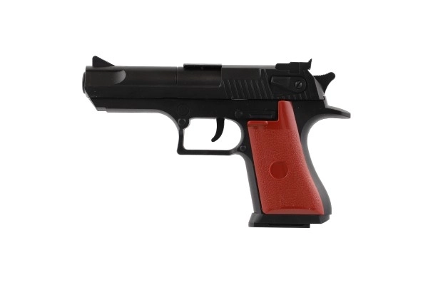 Pistolet à bouchons 17cm plastique + munitions 12pcs + cible 2pcs sur carte