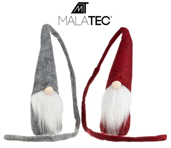 Gnome debout gris et rouge 29 cm - 2 pièces