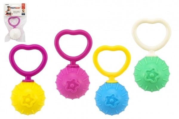Hochet boule rétro plastique 18cm diamètre 5cm mix couleur dans un sac 0m+