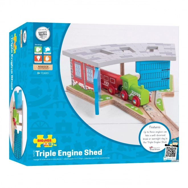Dépôt triple Bigjigs Rail avec portes