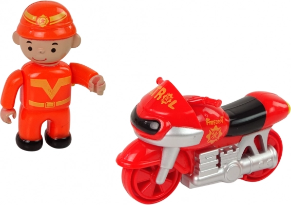 Moto avec figurine de pompier