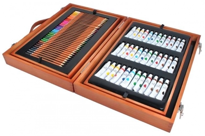 Grande trousse en bois pour petits artistes 174 pièces