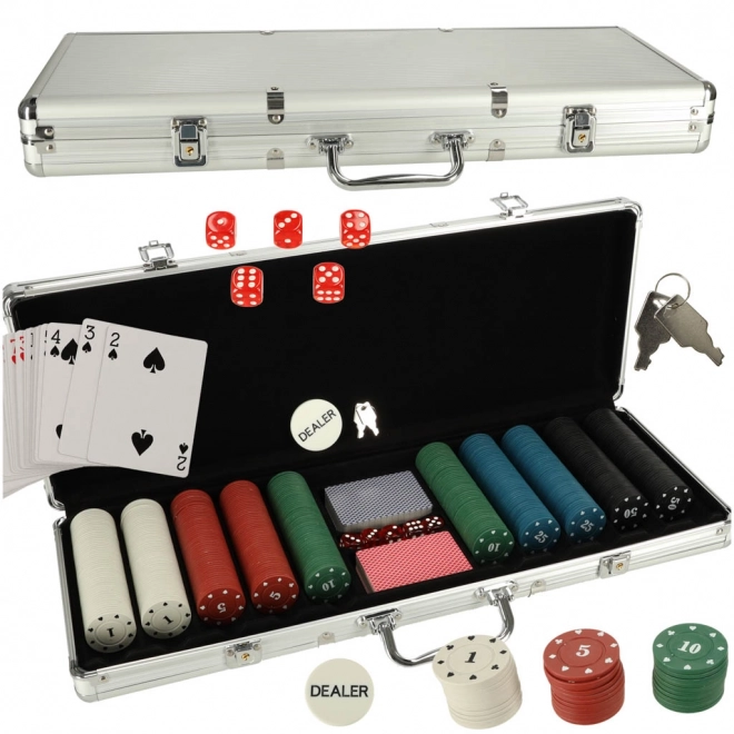 Ensemble de poker dans une mallette 500 jetons 2 paquets de cartes