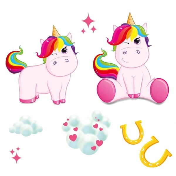 Autocollants muraux licorne XXL 3D dans un sachet 38x63cm