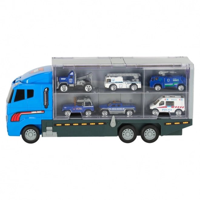 Camion avec voitures de police