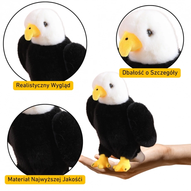 Aigle en peluche noir et blanc 25 cm