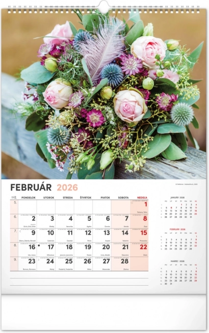 Calendrier mural Fleurs 2026
