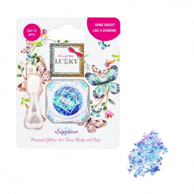 Lukky paillettes avec applicateur pour le visage, le corps et les cheveux - saphir