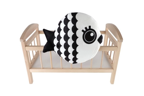 Coussin en peluche 35x30cm noir et blanc en sac 0+