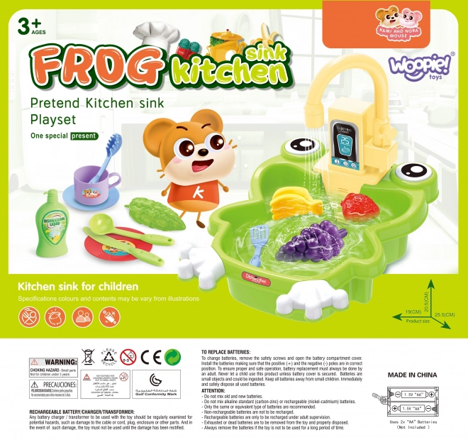 Woopie évier en forme de grenouille pour enfants avec batterie et fonction d'eau
