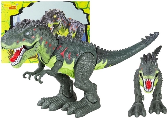 Dinosaure marcheur T‑Rex à piles avec lumières et sons – vert
