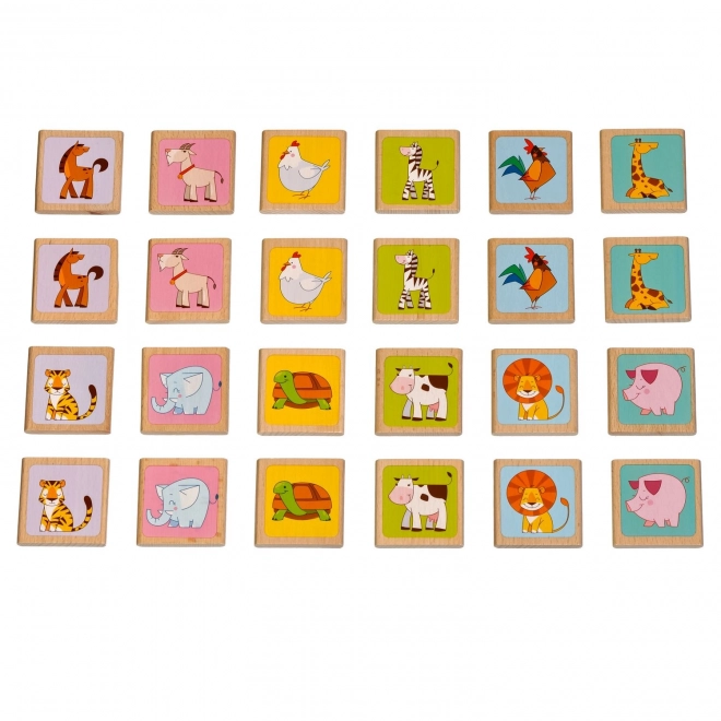 Lucy & Leo Animaux - Mémoire pour enfants en bois 24 cartes