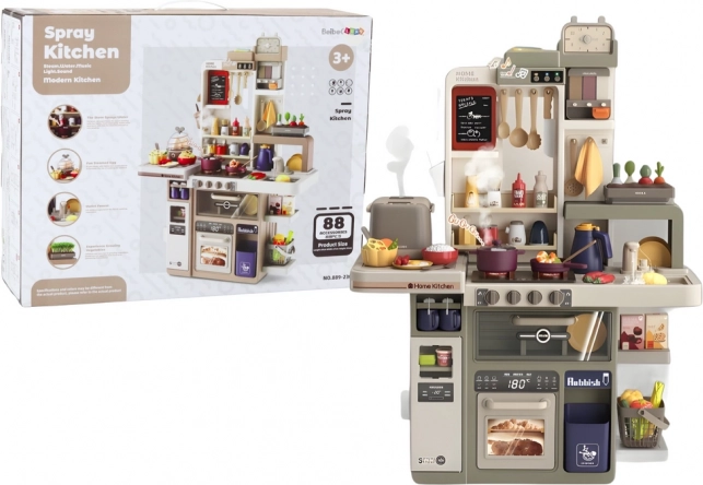 Cuisine pour enfants avec lumières, sons et vapeur froide, 88 pièces