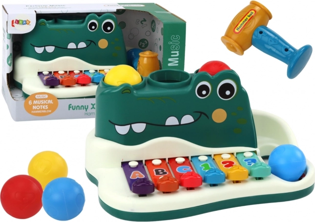 Petit piano xylophone crocodile – jouet musical interactif et éducatif