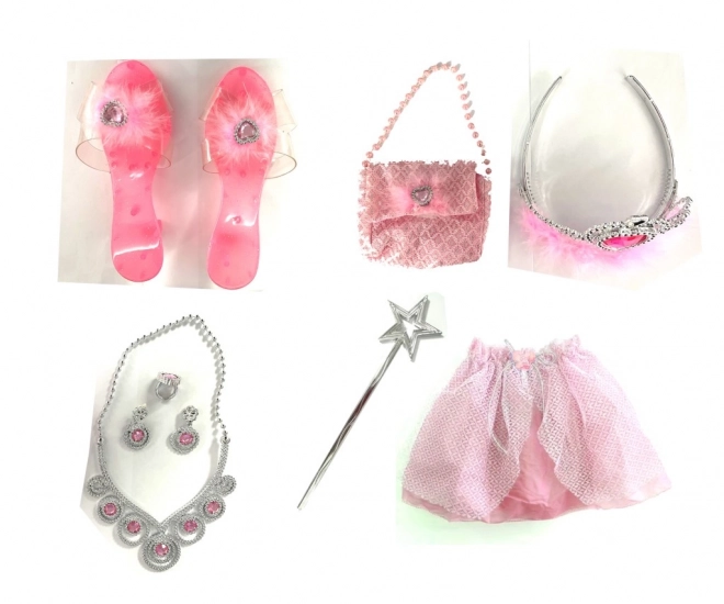 Ensemble pour princesse rose, jupe, pantoufles, sac à main