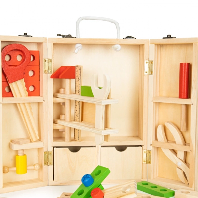 Outils en bois dans une boîte d'atelier, ensemble XXL ECOTOYS