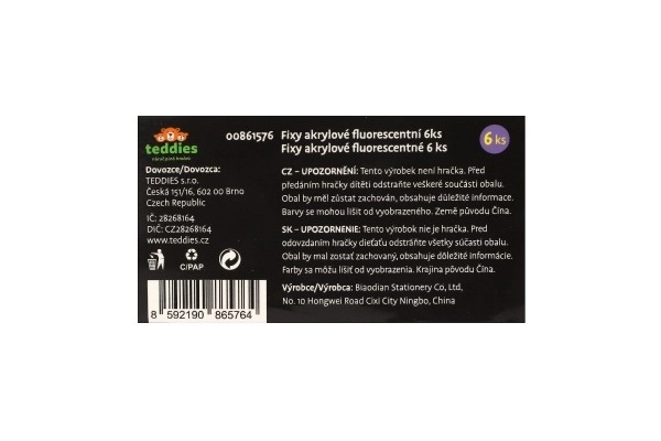 Marqueurs acryliques fluorescents pour différentes surfaces 6 pcs
