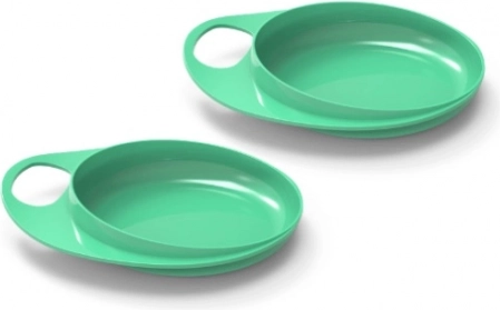 assiettes à bord relevé, vert pastel, 2 pcs